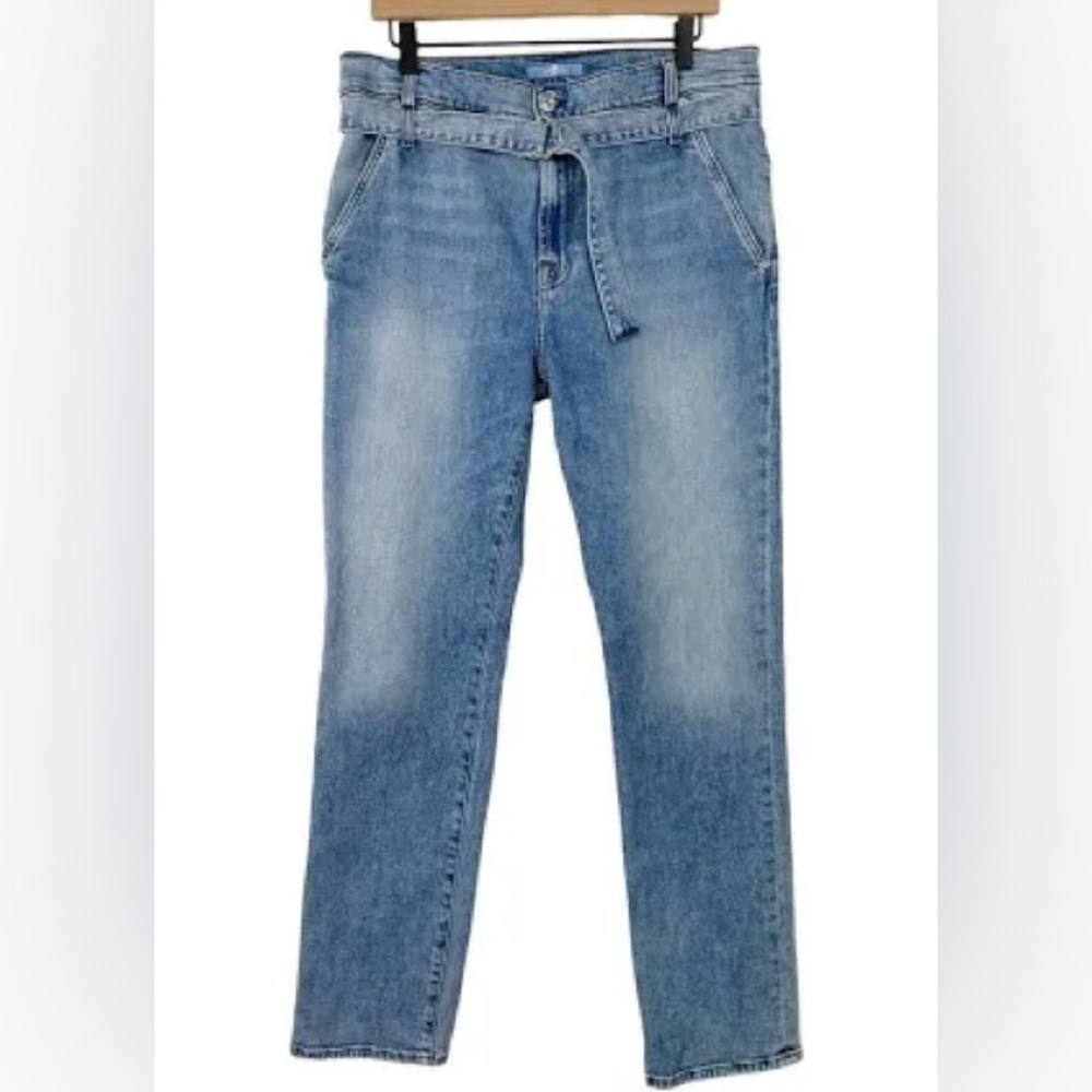 7 For All Mankind Medium Wash Waist Tie Straight Leg Jeans